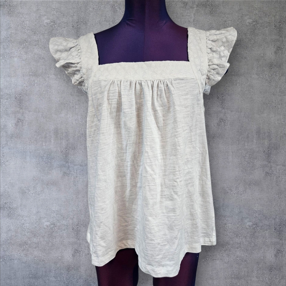 NWT Everleigh‎ White Cottage Square Neck Ruffle Sleeveless Tank Top Small G46